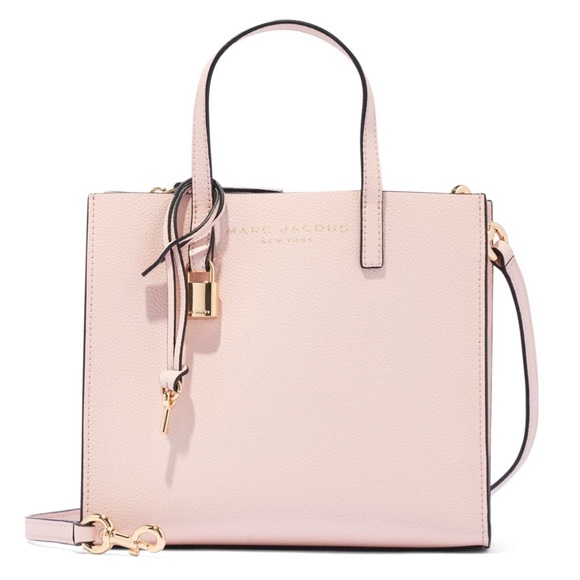MARC JACOBS Mini Tote Grind Coated Leather Peach Whip Top Handle Shoulder Strap - Picture 7 of 7
